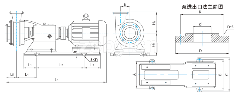 FXB-Z系列稀酸泵安裝尺寸圖