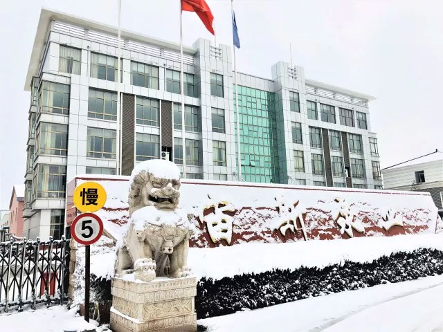 大雪覆蓋道路，員工合力鏟雪